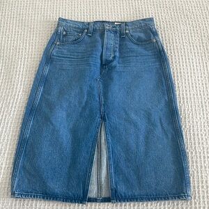 rag & bone Blue Denim Midi Skirt